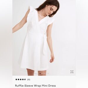 Madewell White Ruffle-Sleeve Wrap Mini Dress size M GUC